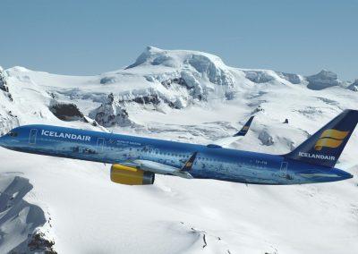 Icelandair og Vatnajökull.