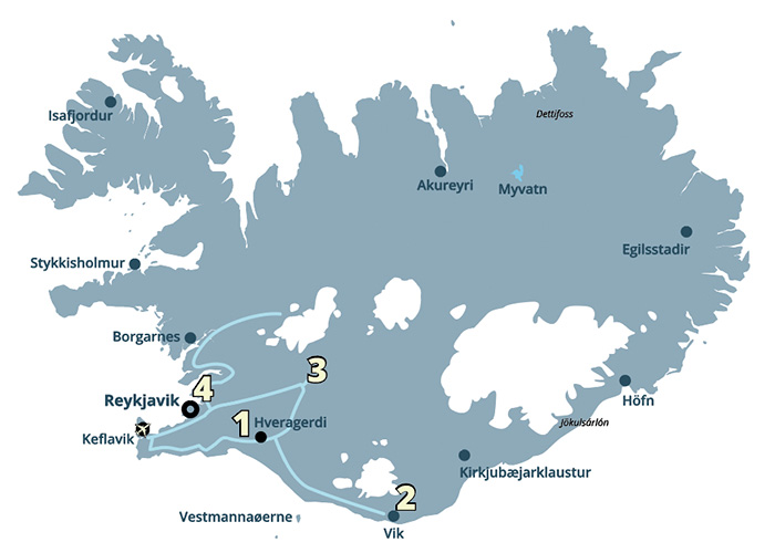 En pakkerejse til Island og de kendte seværdigheder i Den Gyldne Cirkel og sydkysten