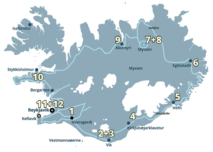 Naturoplevelser i Island på en skøn kør-selv ferie rute med ISLANDSREJSER - rejser til Island.