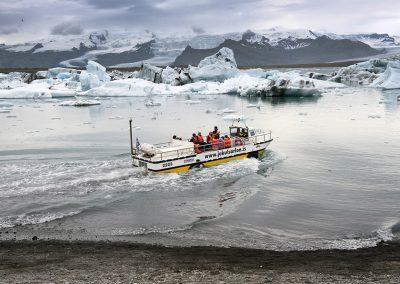 Sejltur på Jökulsárlón gletsjerlagune i Island