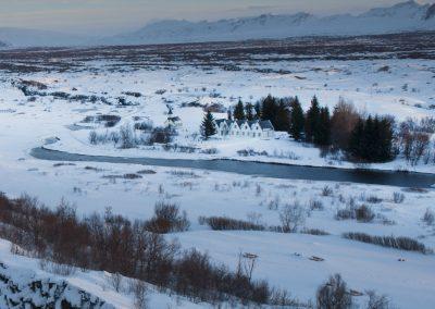 Thingvellir Nationalpark i vinterlandskab