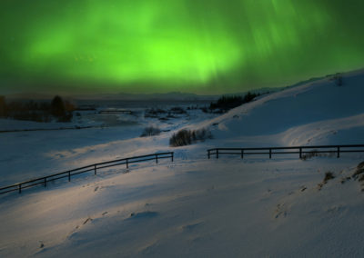 Nordlys over Thingvellir på kør-selv ferie og bilferie i Island med ISLANDSREJSER