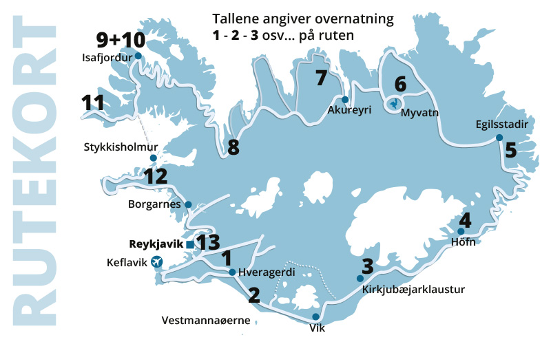 Island komplet rundrejse - kør-selv ferie og bilferie i Island med ISLANDSREJSER