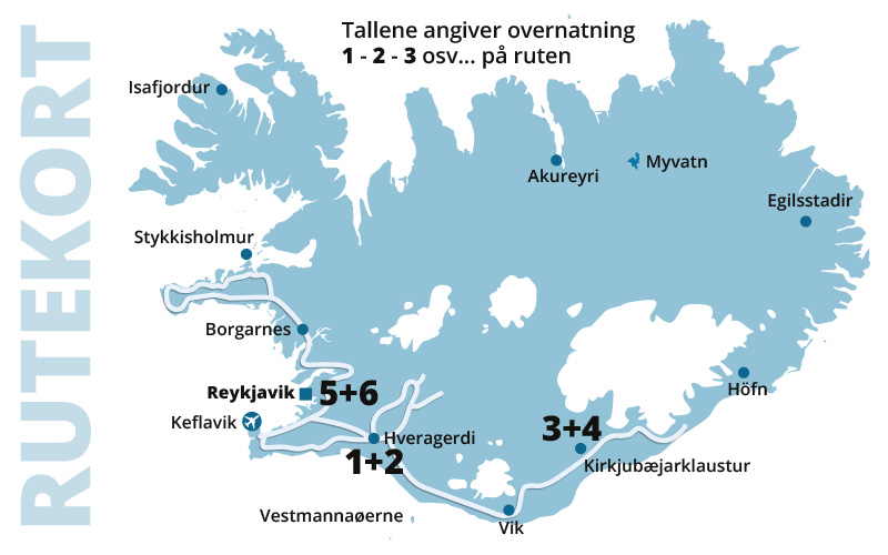Nordlys og varme kilder - kør-selv ferie og bilferie i Island med ISLANDSREJSER