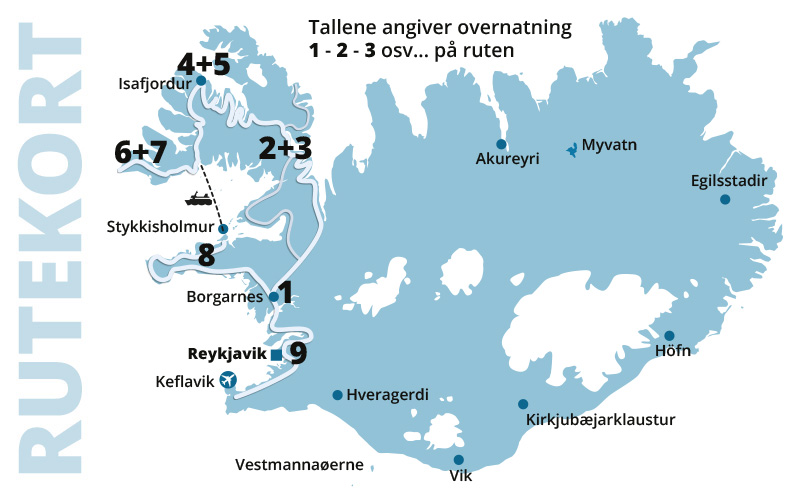 Vestfjordene komplet - kør-selv ferie og bilferie i Island med ISLANDSREJSER