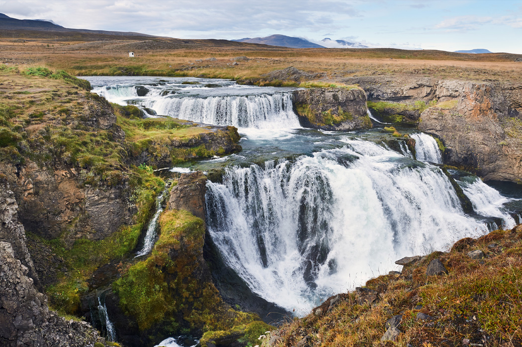 Reykjafoss vandfaldet - vandfald i Island