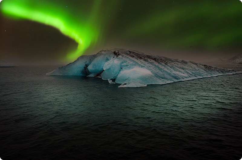 Jökulsárlon nordlys og rejser til Island - kør-selv ferie og bilferie med ISLANDSREJSER